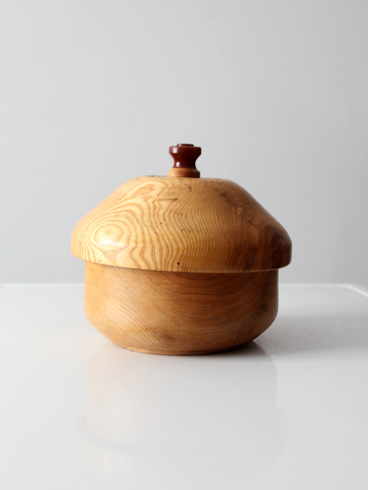 vintage handmade wood bowl with lid