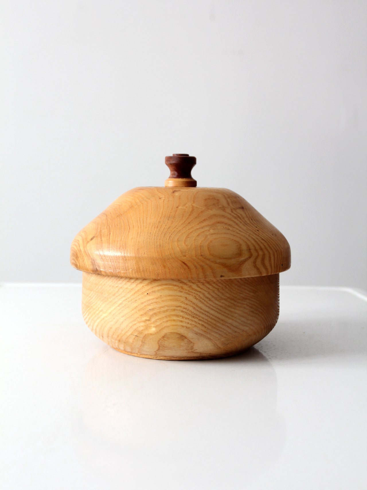 vintage handmade wood bowl with lid