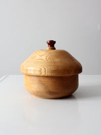 vintage handmade wood bowl with lid