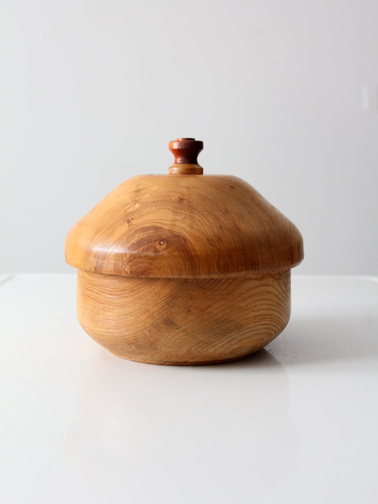 vintage handmade wood bowl with lid