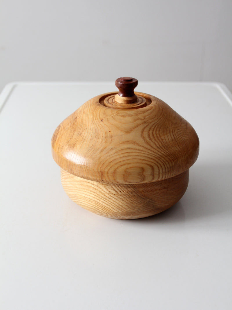 vintage handmade wood bowl with lid