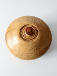 vintage handmade wood bowl with lid