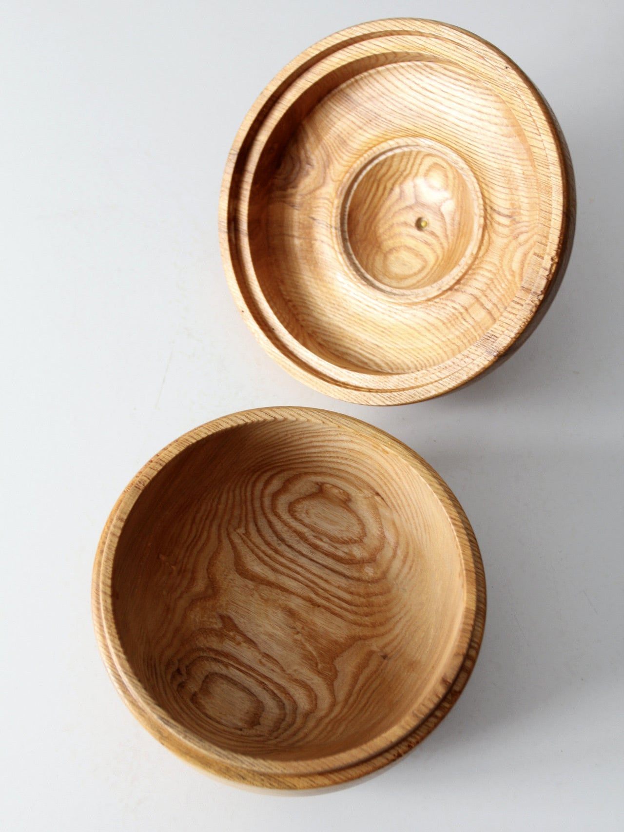 vintage handmade wood bowl with lid