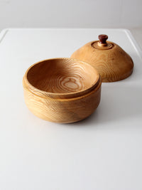 vintage handmade wood bowl with lid
