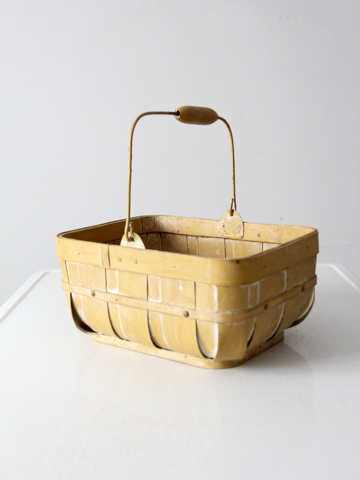 antique mustard splint weave basket