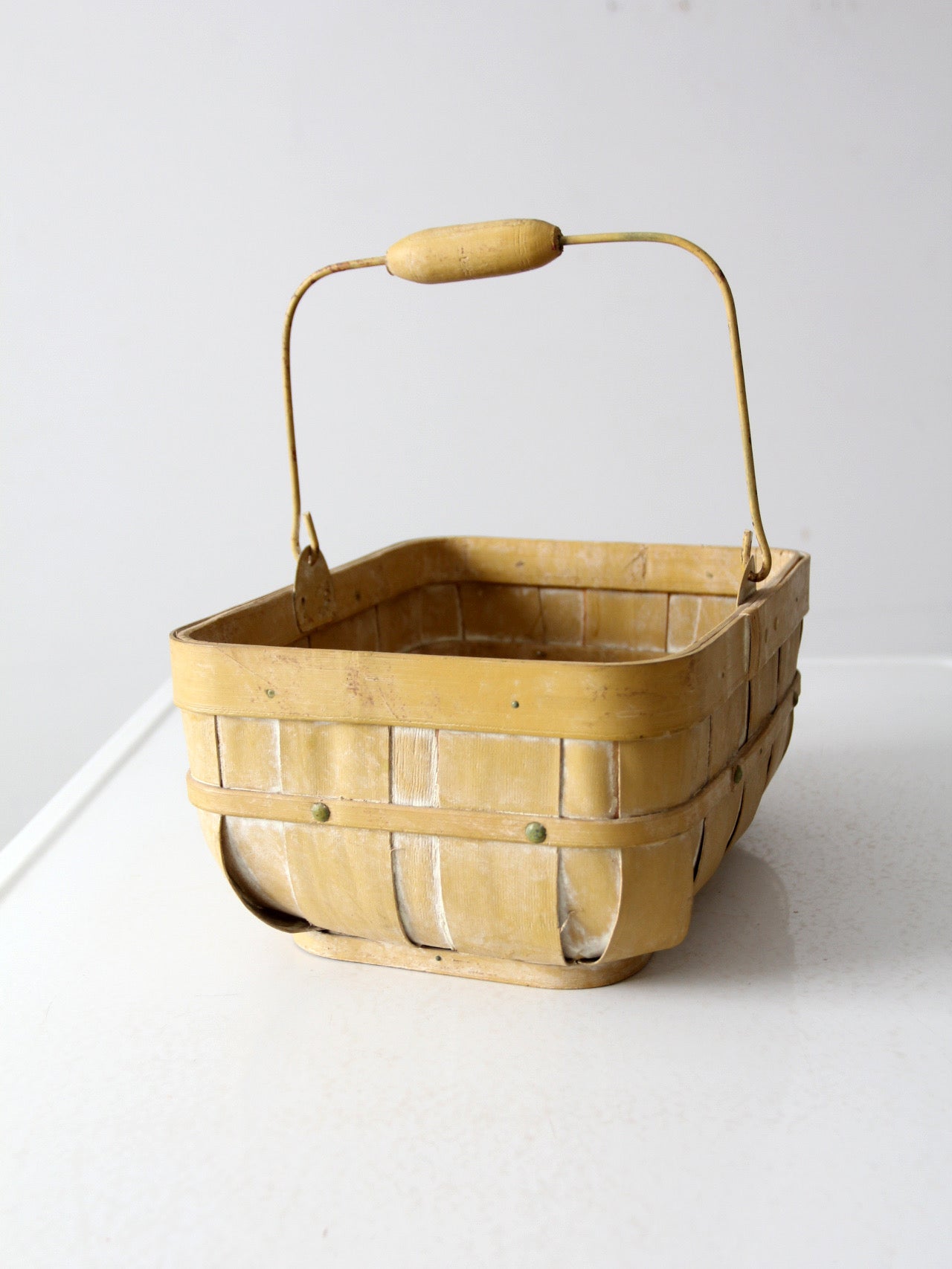 antique mustard splint weave basket