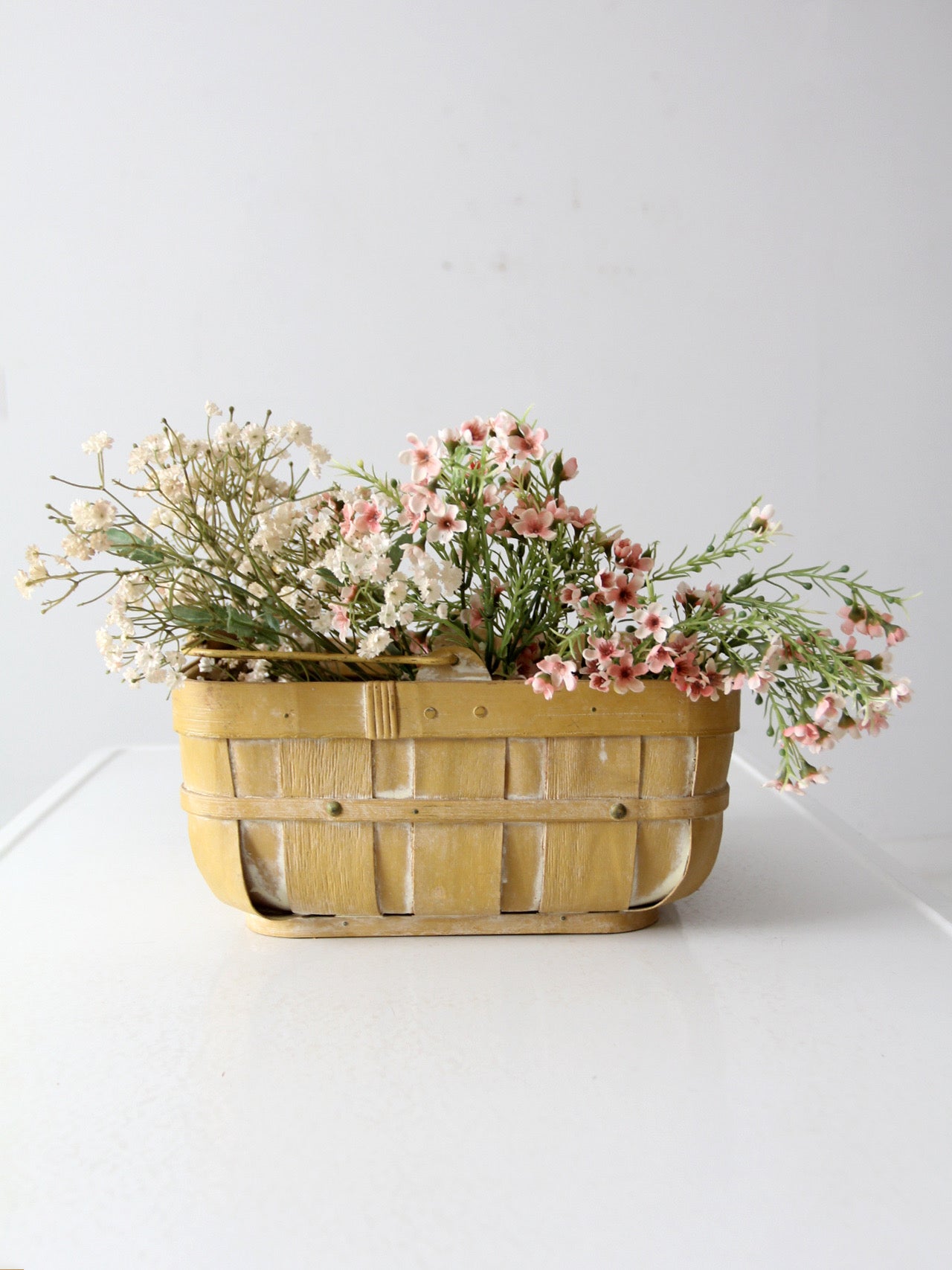 antique mustard splint weave basket