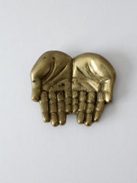 mid-century brass cupped hands