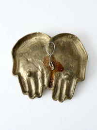 mid-century brass cupped hands