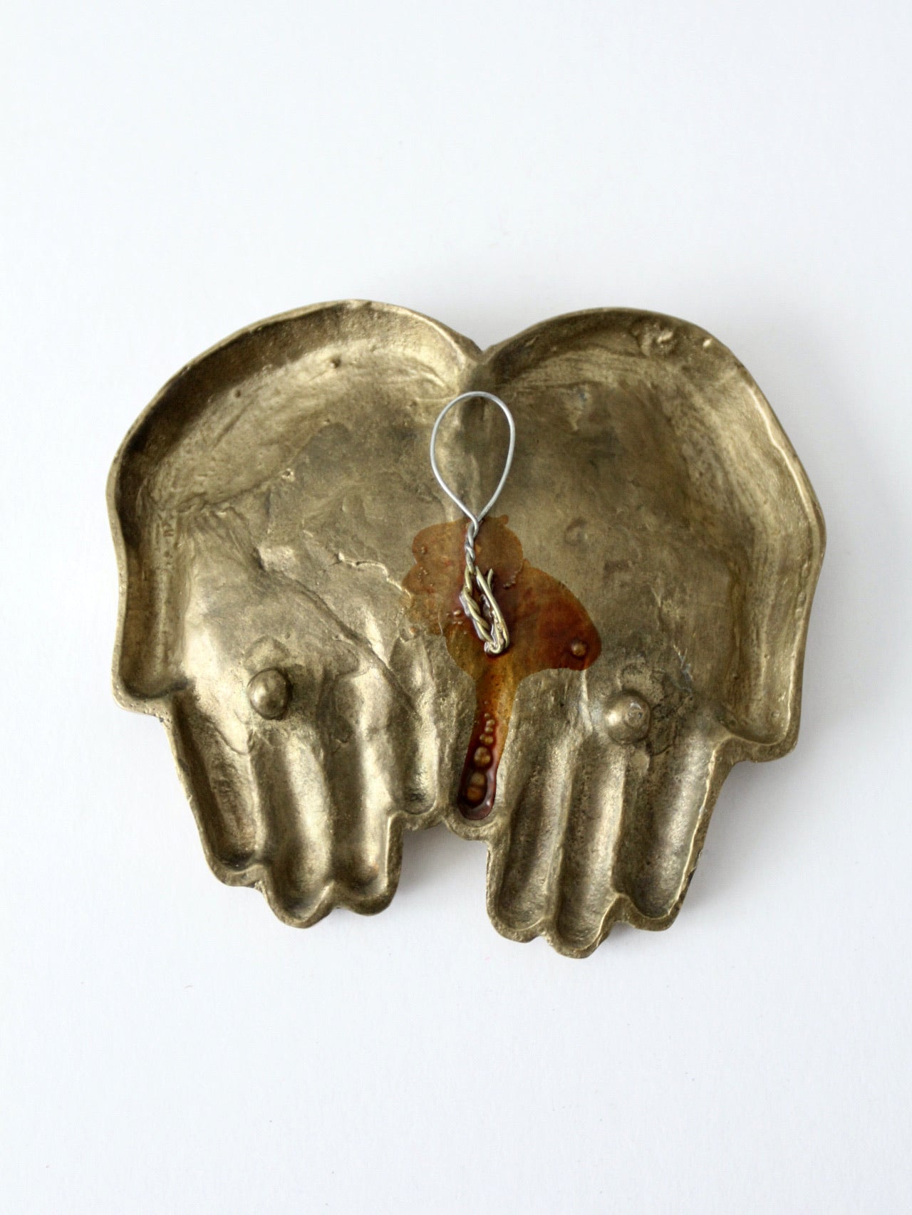 mid-century brass cupped hands