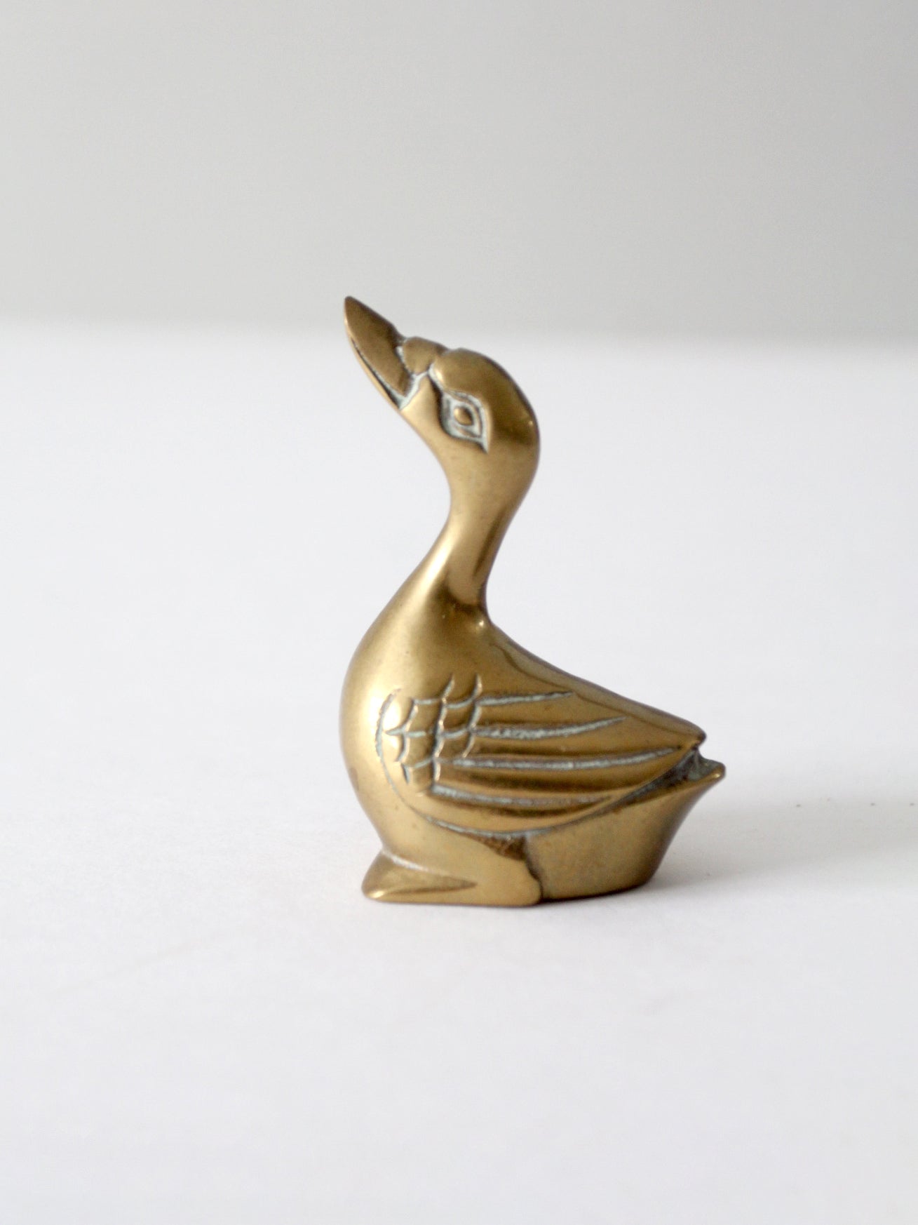 mid century brass duck figurine