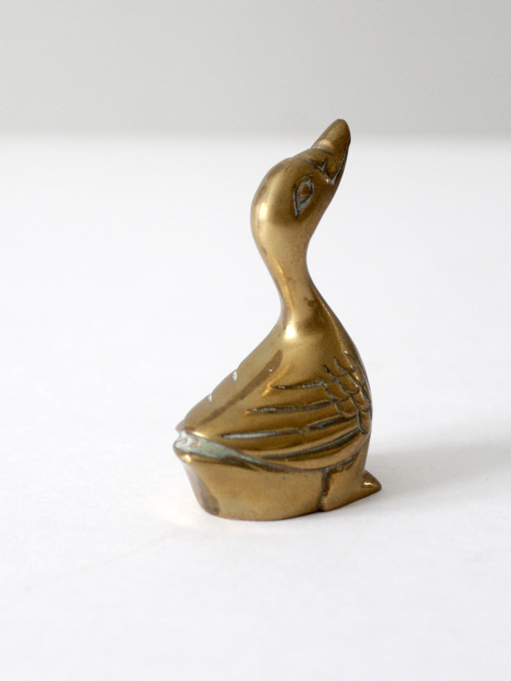 mid century brass duck figurine