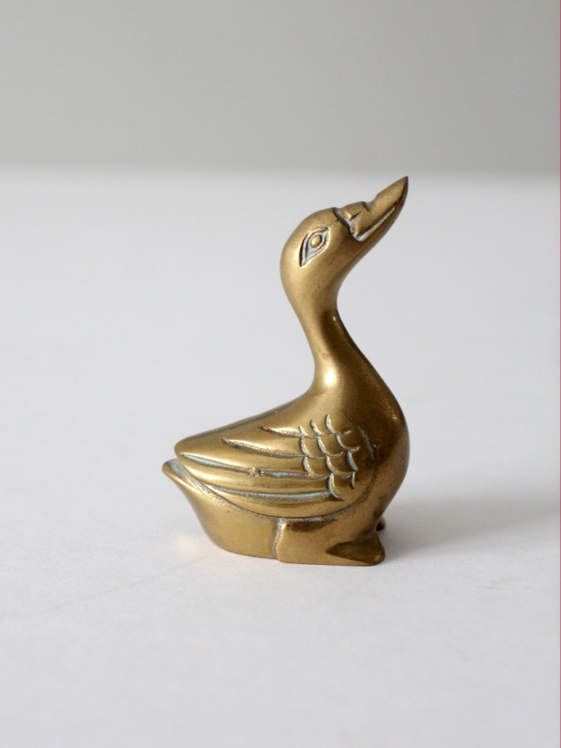 mid century brass duck figurine