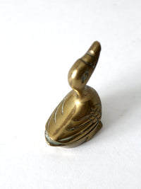 mid century brass duck figurine
