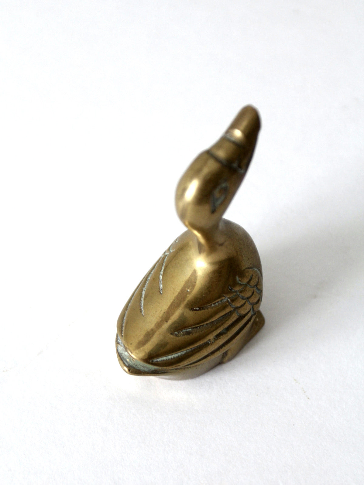 mid century brass duck figurine