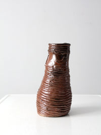 vintage coiled studio pottery vase