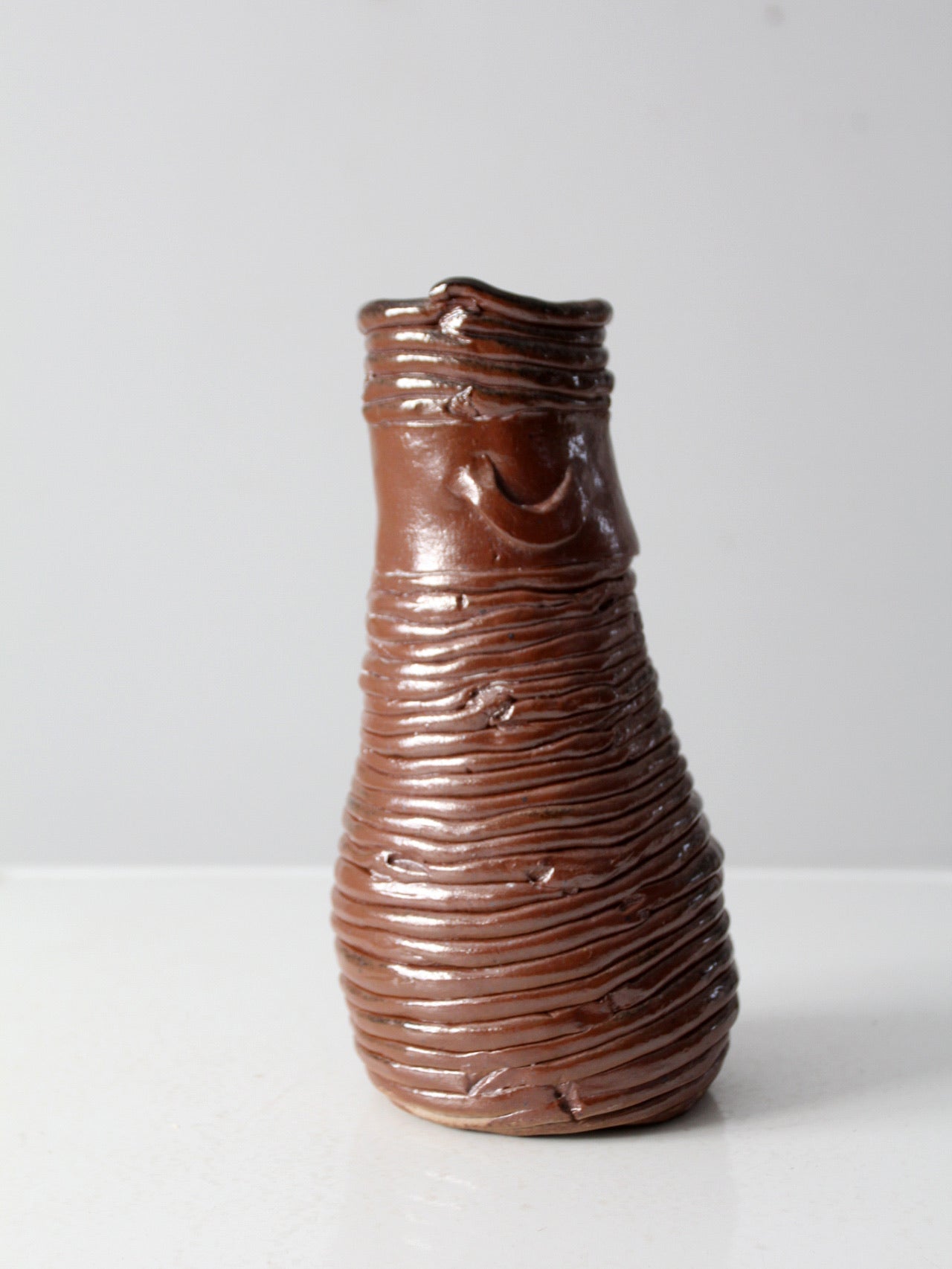 vintage coiled studio pottery vase