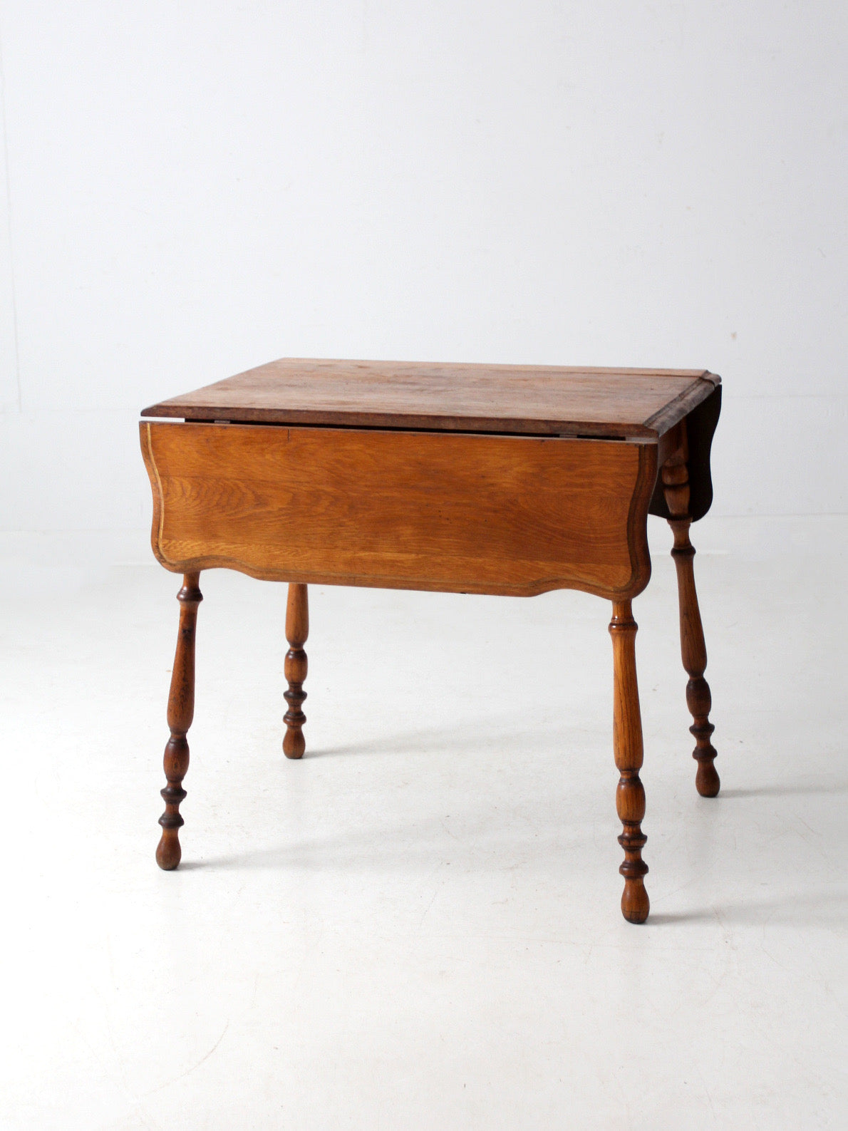 antique oak table with turned legs