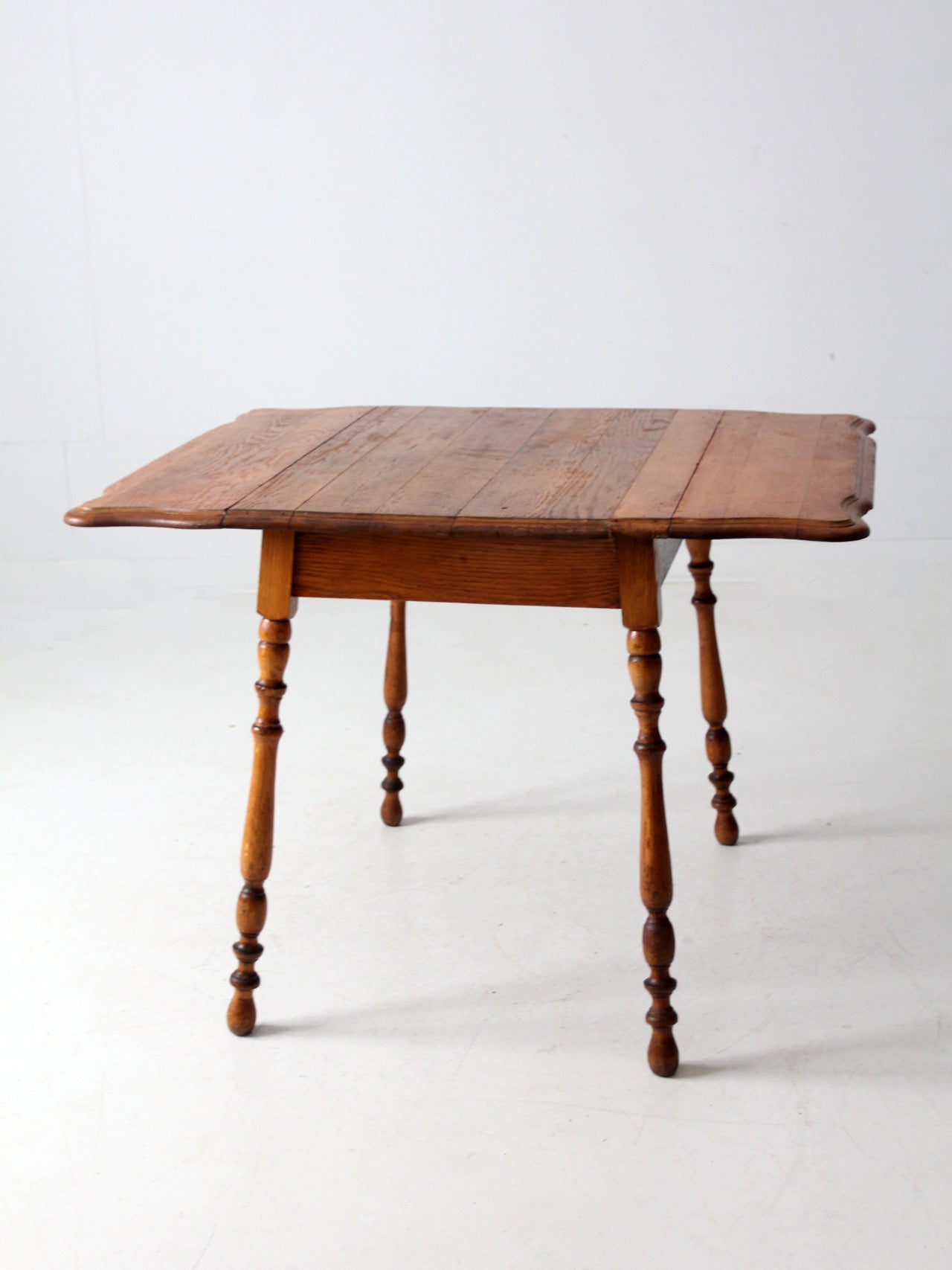 antique oak table with turned legs