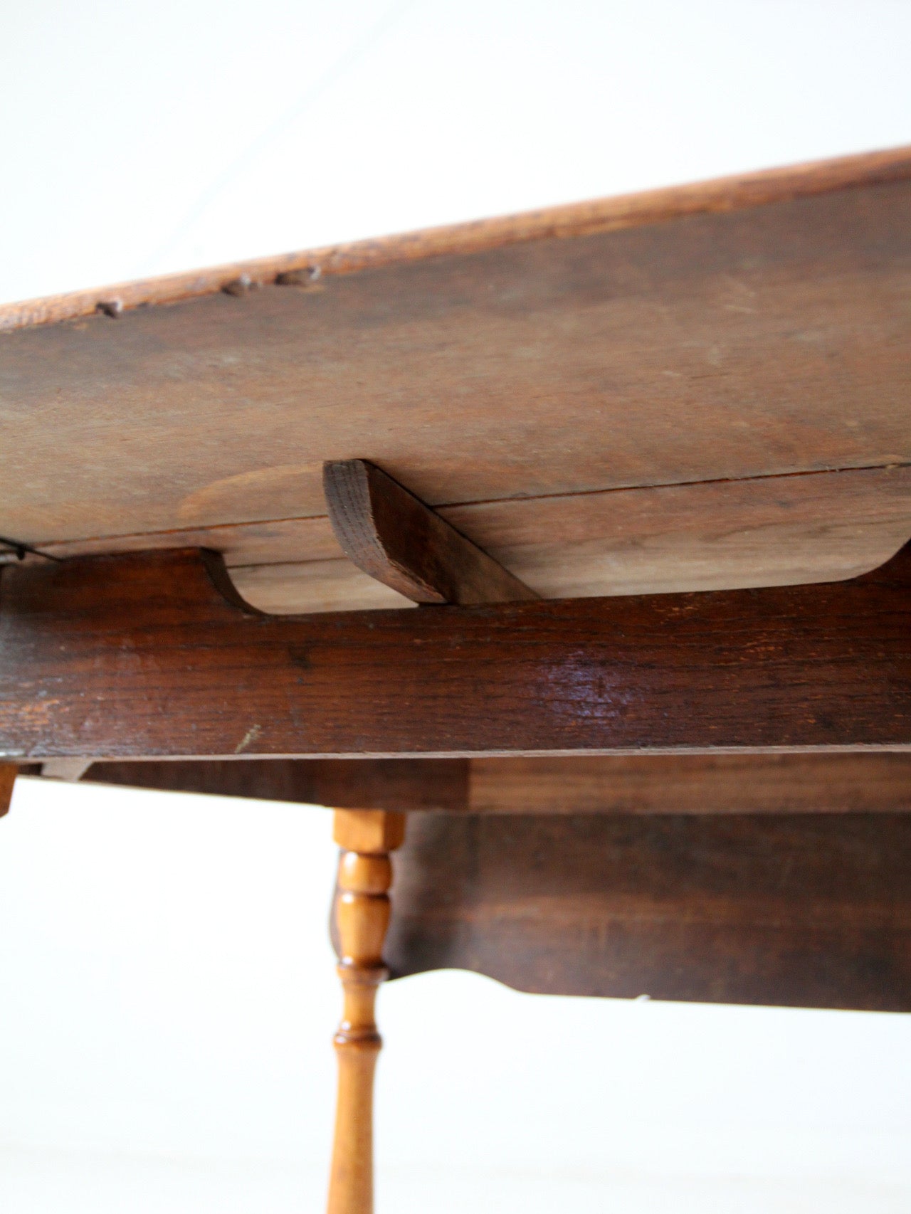 antique oak table with turned legs