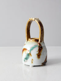 vintage studio pottery basket vase