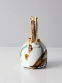 vintage studio pottery basket vase