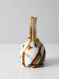 vintage studio pottery basket vase