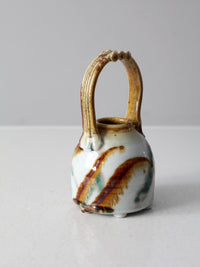vintage studio pottery basket vase