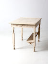 antique painted wood table with trough shelf