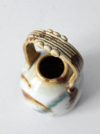 vintage studio pottery basket vase