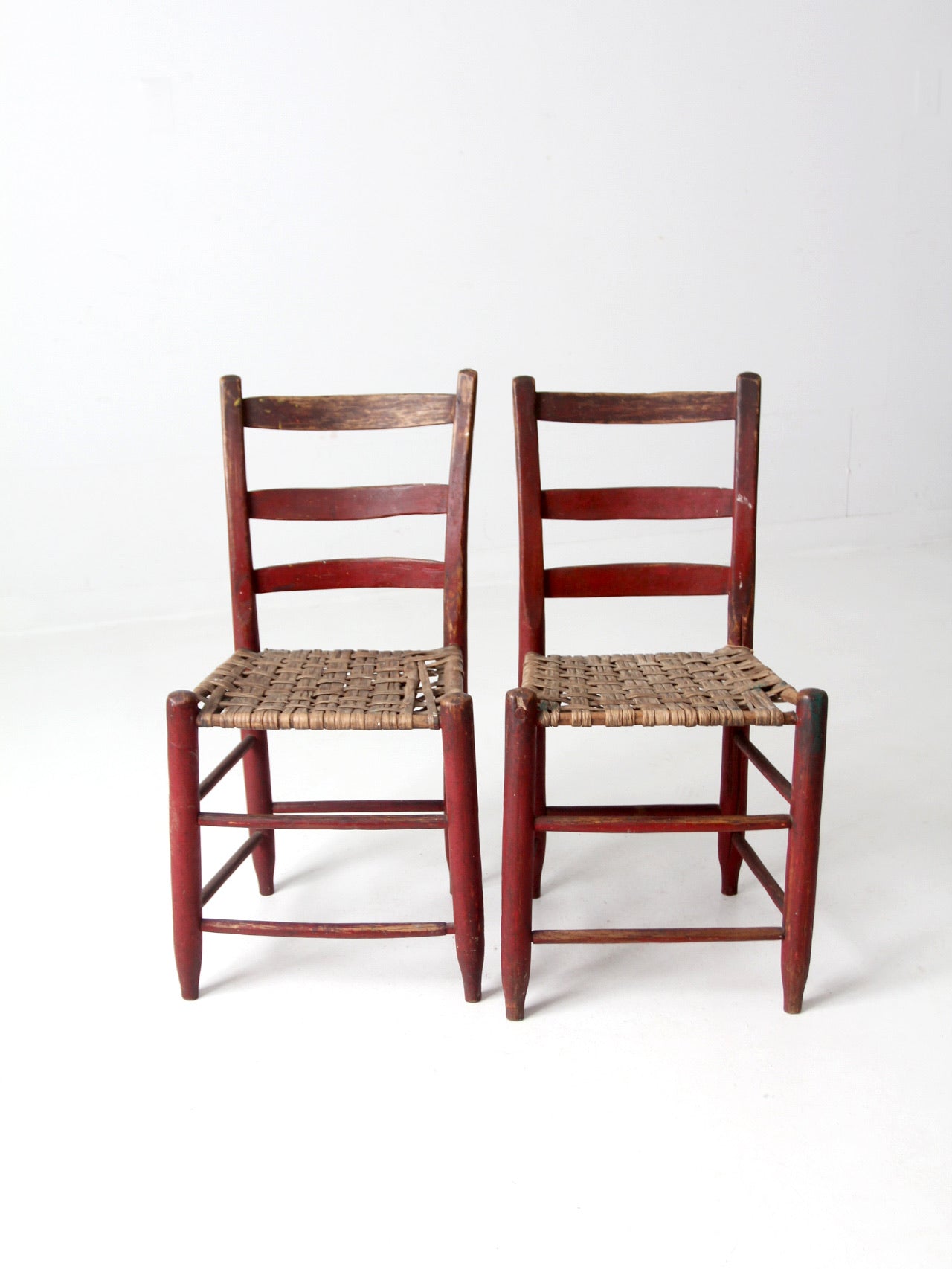 antique American Splint Weave chairs pair