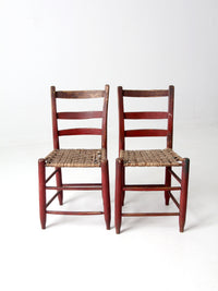 antique American Splint Weave chairs pair