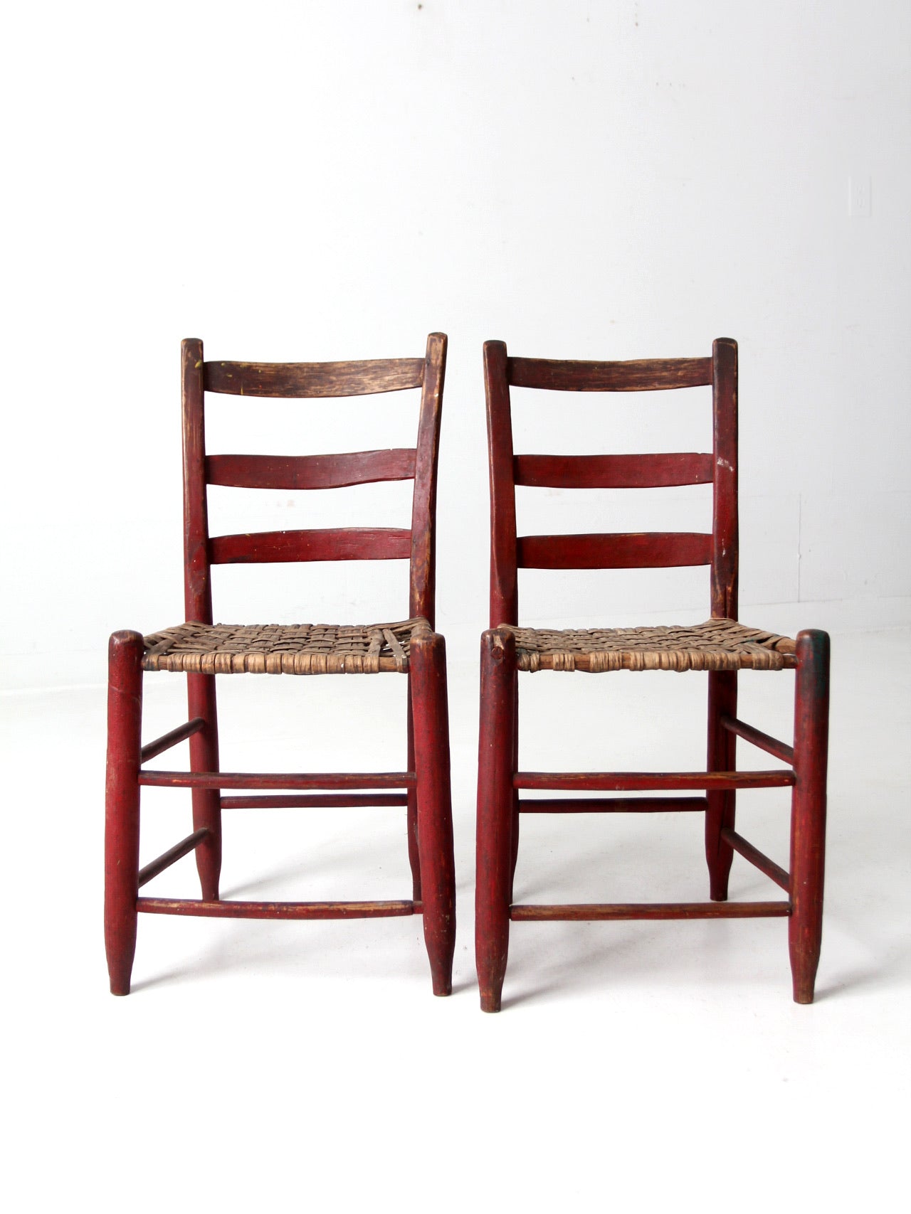 antique American Splint Weave chairs pair