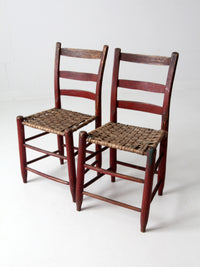 antique American Splint Weave chairs pair
