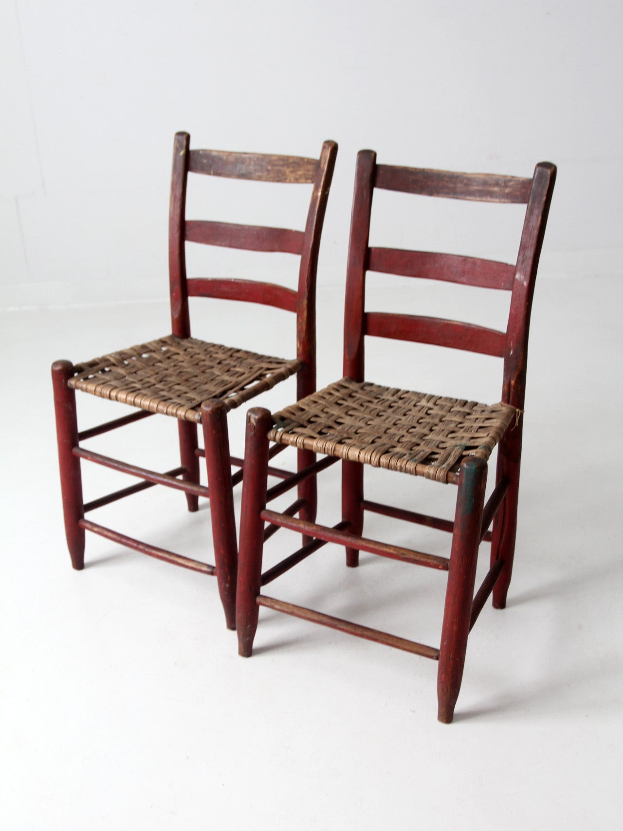 antique American Splint Weave chairs pair