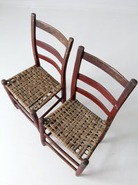 antique American Splint Weave chairs pair