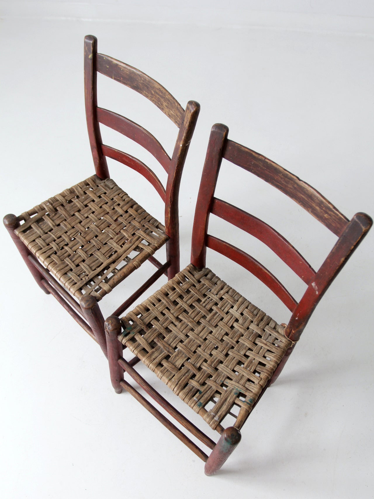 antique American Splint Weave chairs pair