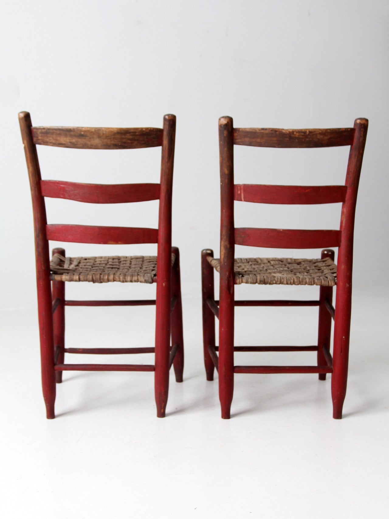 antique American Splint Weave chairs pair