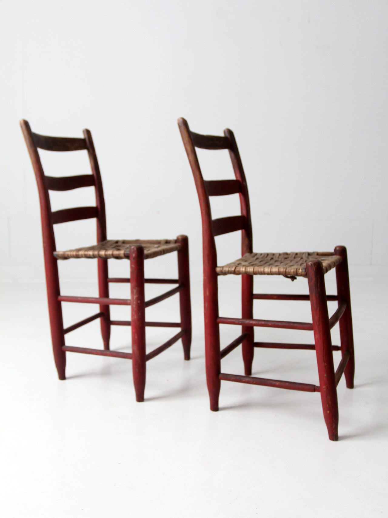 antique American Splint Weave chairs pair