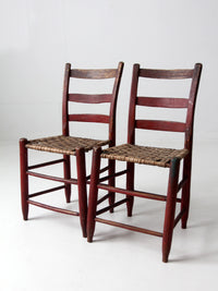 antique American Splint Weave chairs pair