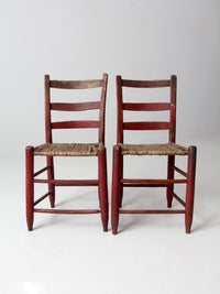 antique American Splint Weave chairs pair