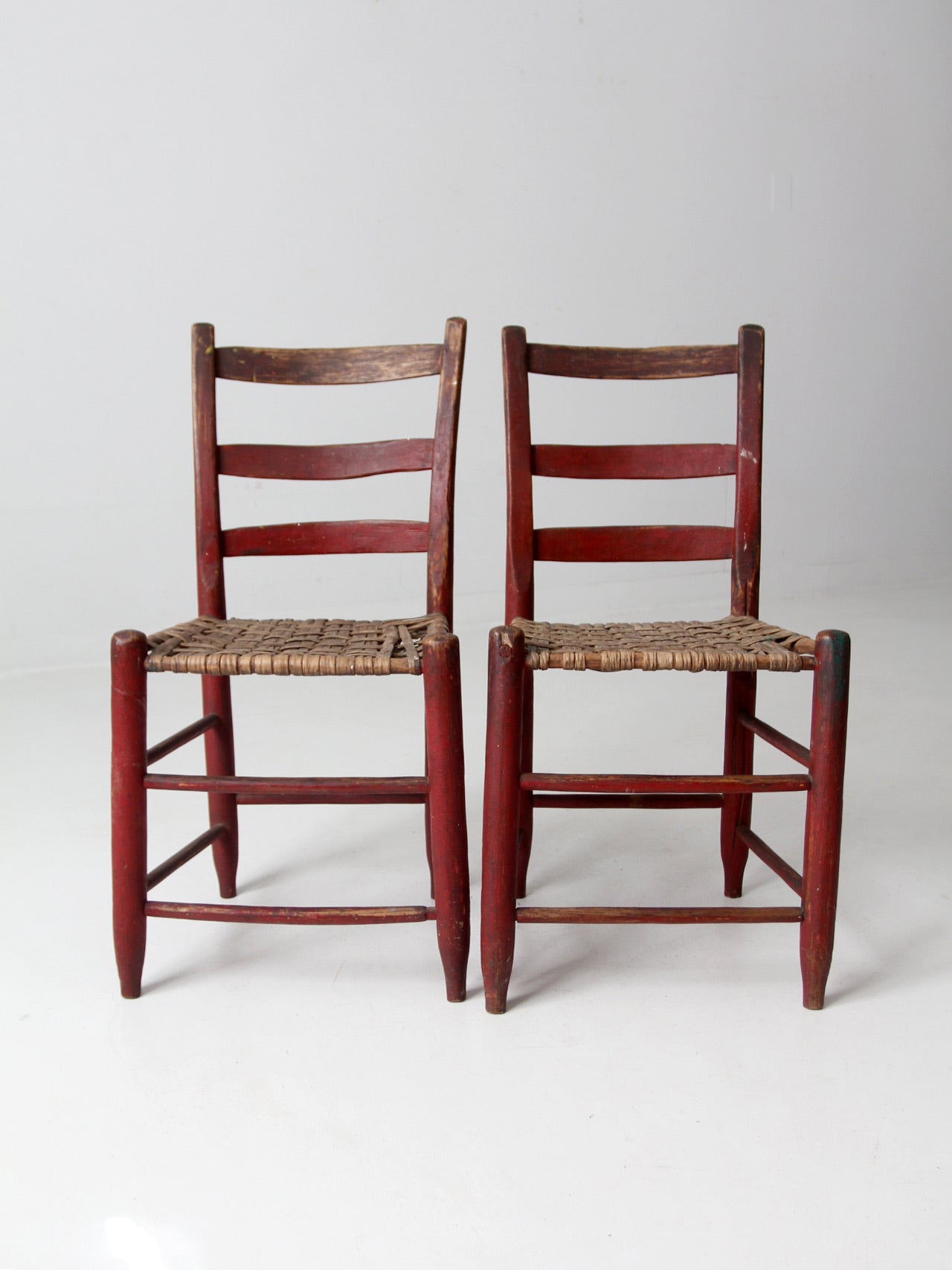 antique American Splint Weave chairs pair