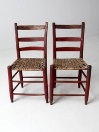 antique American Splint Weave chairs pair