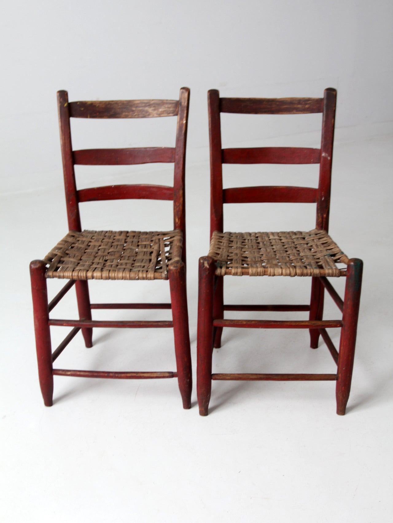 antique American Splint Weave chairs pair