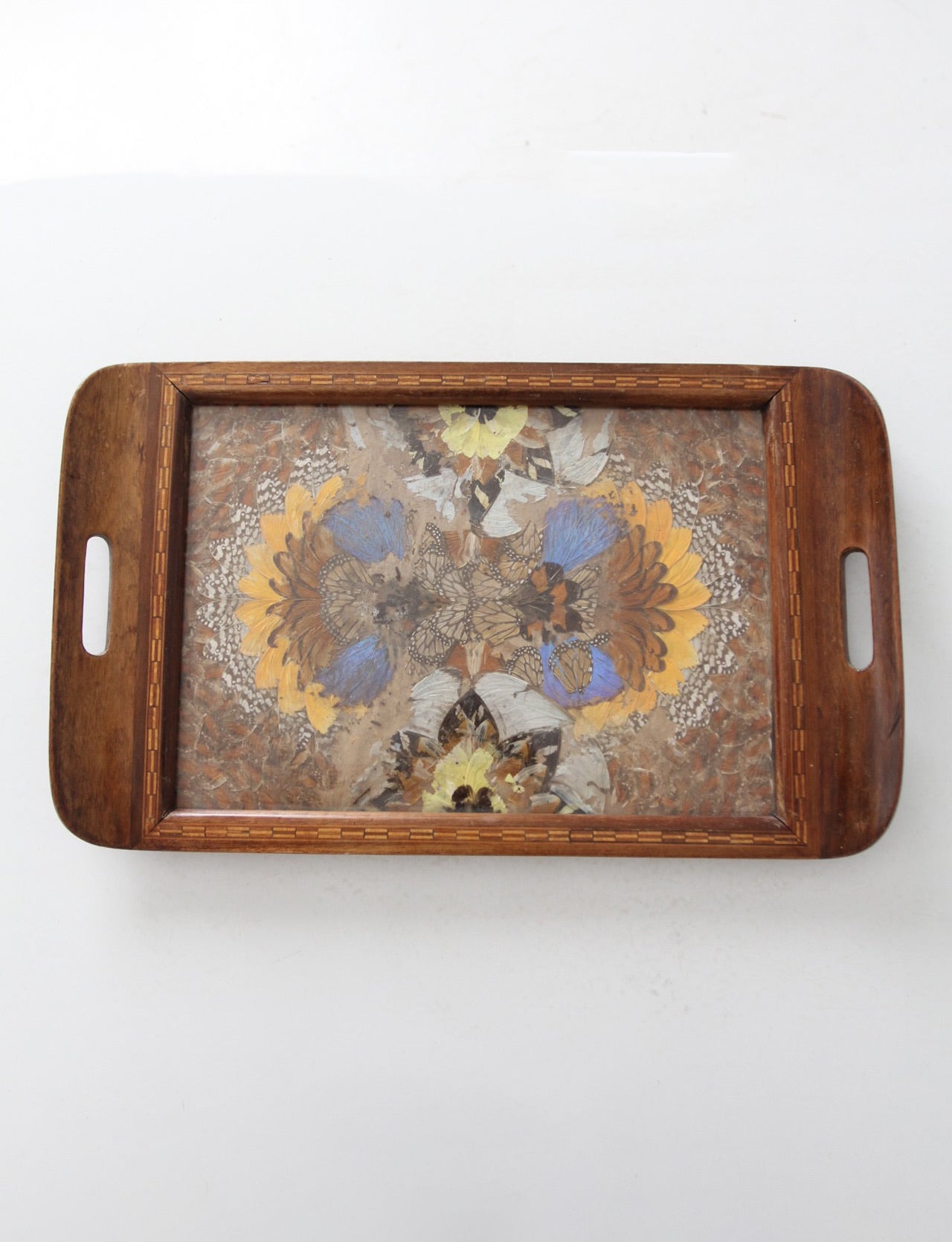 vintage art deco Brazilian butterfly tray circa 1940