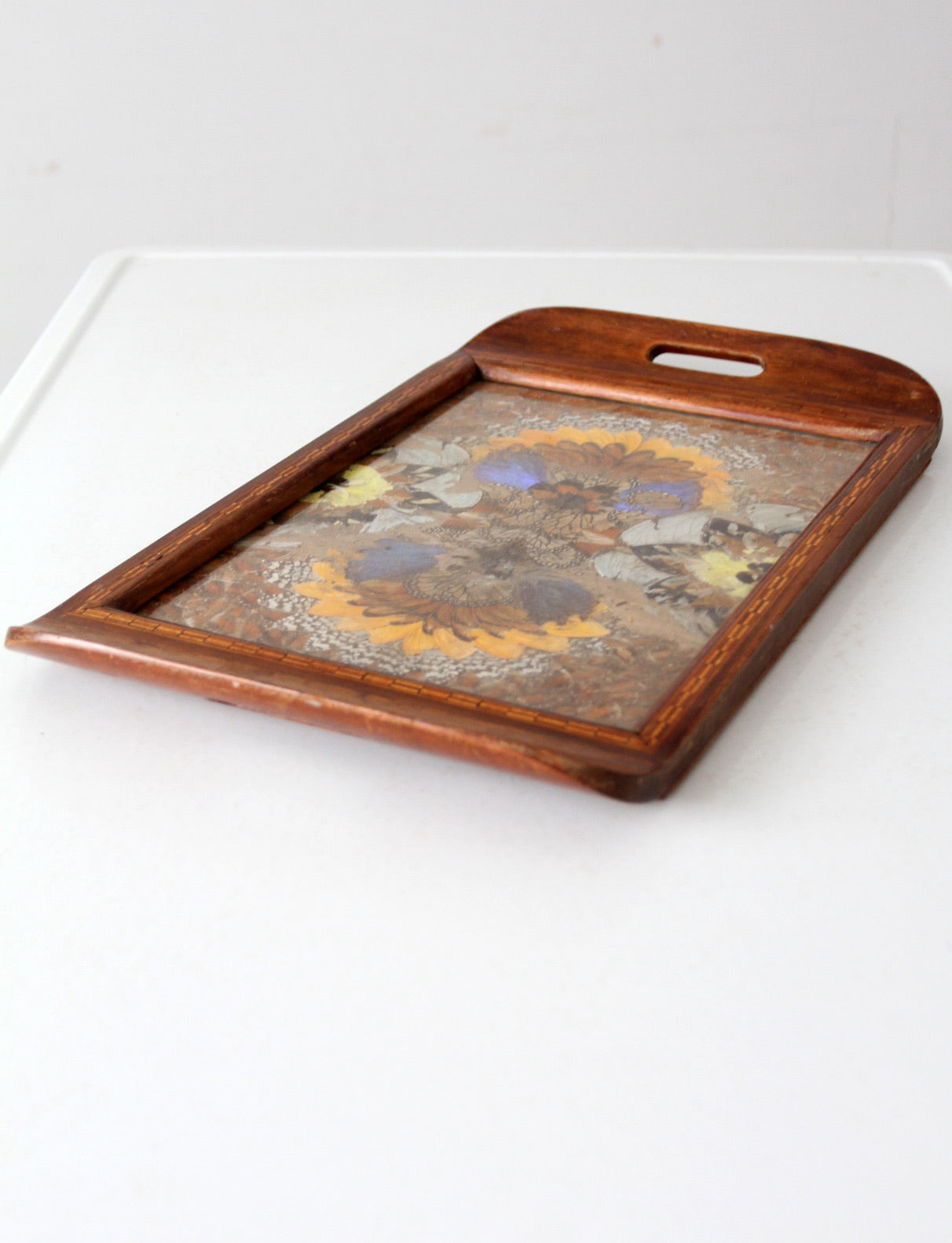 vintage art deco Brazilian butterfly tray circa 1940