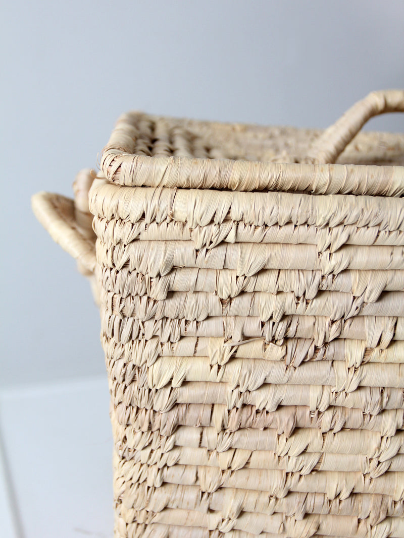 vintage woven storage basket tote