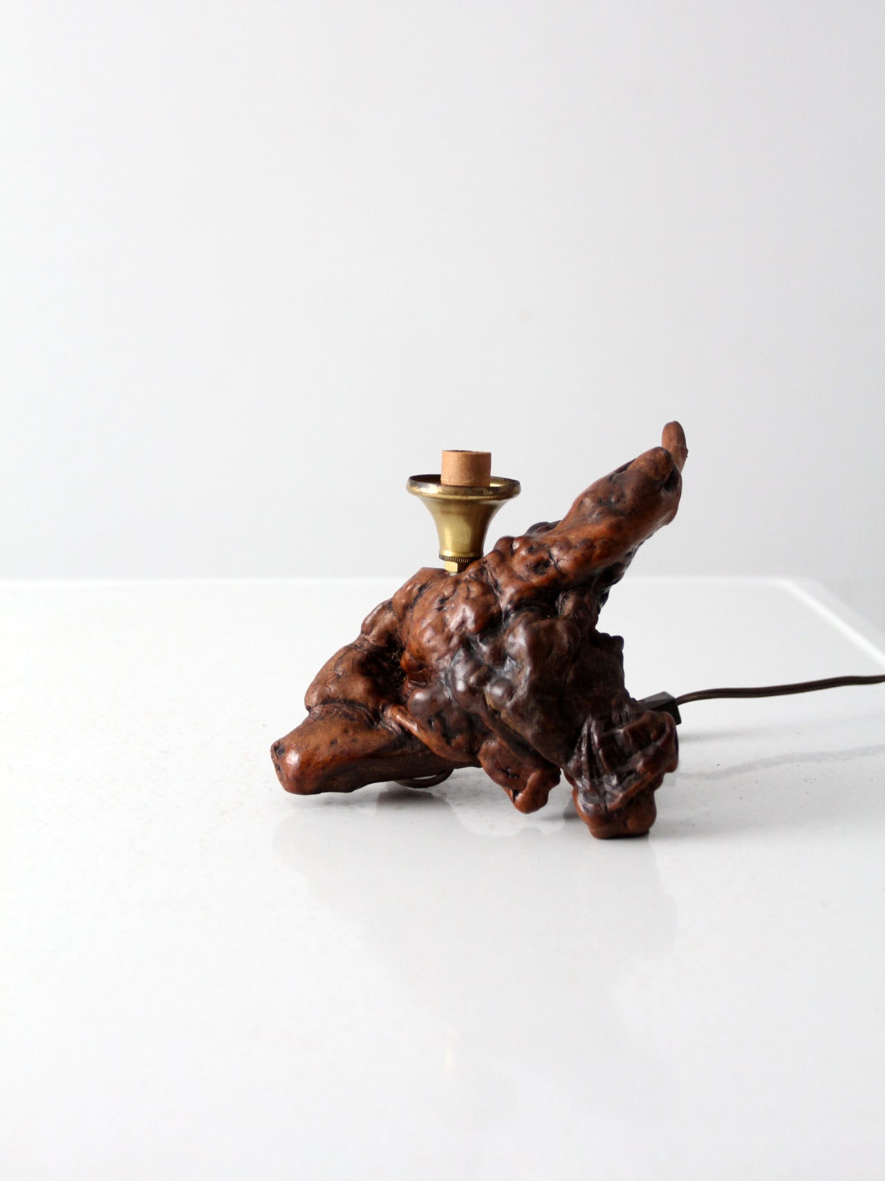 mid-century burl wood lamp