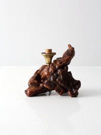 mid-century burl wood lamp