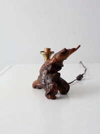 mid-century burl wood lamp